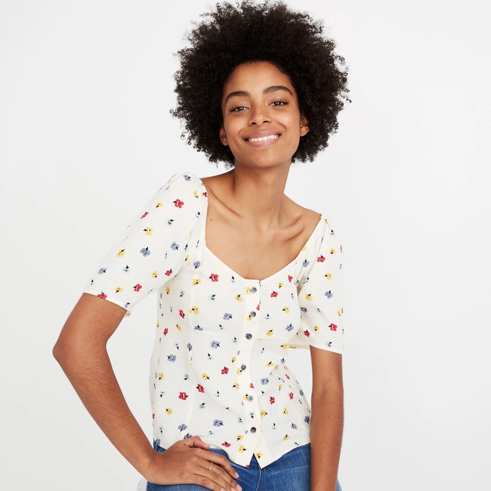 Madewell Seamed Button-Down Shirt in Confetti Floral